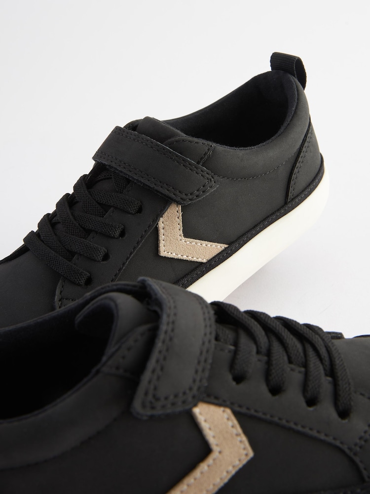 Black Standard Fit (F) Elastic Lace Touch Fastening Chevron Trainers - Image 6 of 6