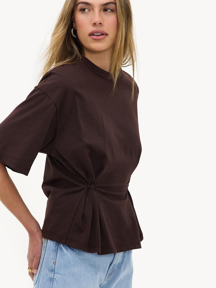 LOAVIES Brown Spring Serenade Tailored Shirt - Image 2 of 5 LOAVIES Brown Spring Serenade Tailored Shirt - Image 2 of 5