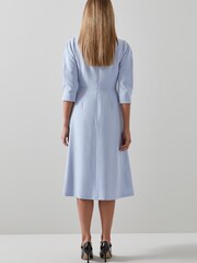 LK Bennett Blue Lemoni Crepe Fit And Flare Dress - Image 2 of 4