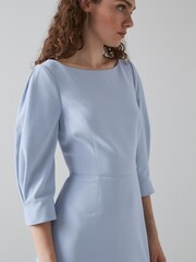 LK Bennett Blue Lemoni Crepe Fit And Flare Dress - Image 4 of 4