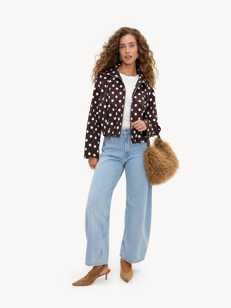 LOAVIES Brown Heavenly Harmony Polka Dot Jacket - Image 4 of 4 LOAVIES Brown Heavenly Harmony Polka Dot Jacket - Image 4 of 4