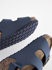 Navy Blue Standard Fit (F) Double Buckle Cushioned Footbed Sandals - Image 6 of 7