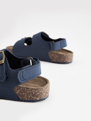 Navy Blue Standard Fit (F) Double Buckle Cushioned Footbed Sandals - Image 7 of 7