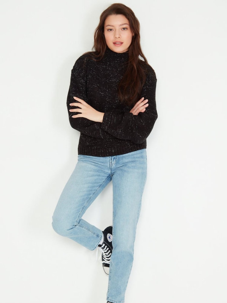 Kylie Teens Glitter Yarn Black Jumper - Image 2 of 4