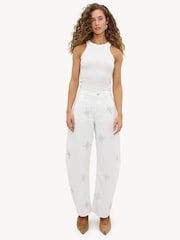 LOAVIES White Petal Paradise Balloon Jeans With Rhinestones - Image 1 of 4