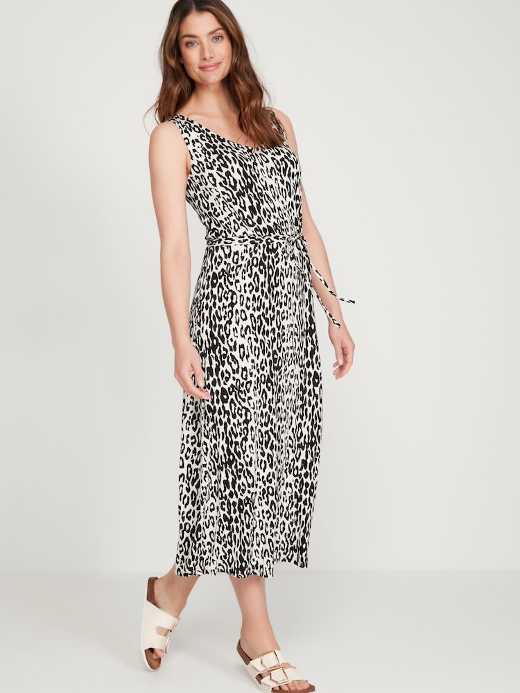 M&co Midikleid mit Leopardenmuster, Weiss - Bild 1 von 6
