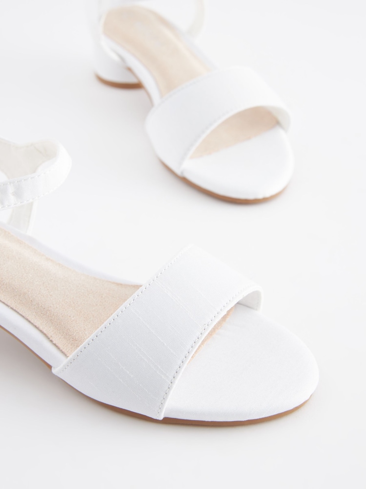White Satin (Stain Resistant) Occasion Heel Sandals - Image 2 of 6
