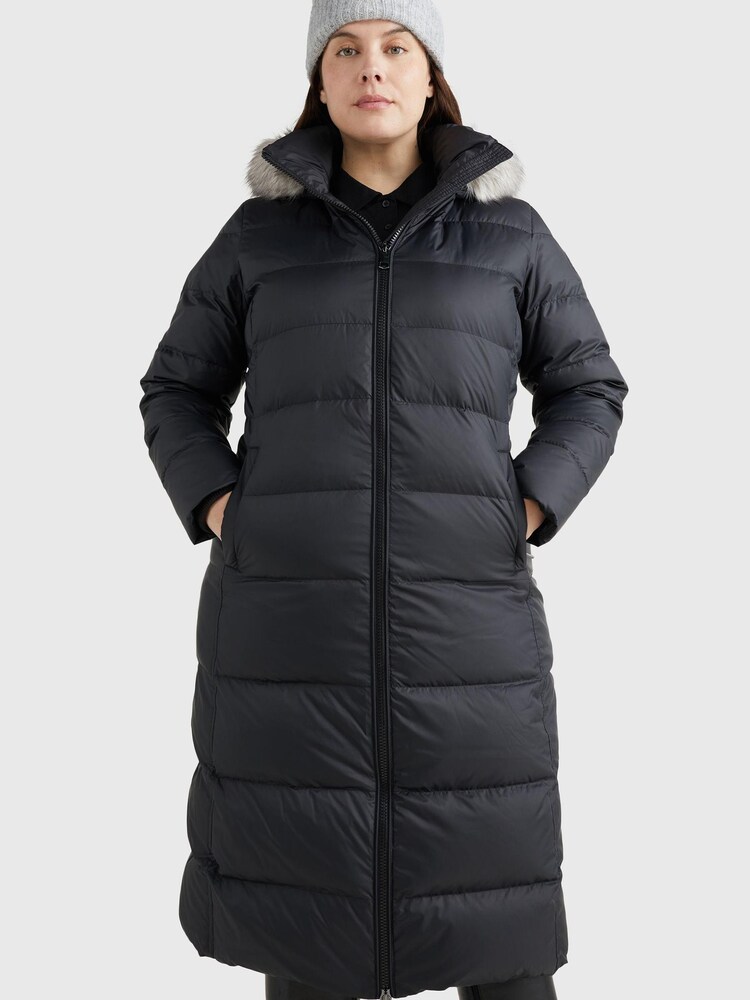 Tommy Hilfiger Curve Trya Maxi-Daunenmantel, Schwarz - Bild 1 von 7