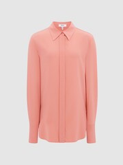 Reiss Pink Eden Matte Silk Tunic Shirt - Image 2 of 6