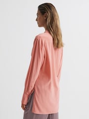 Reiss Pink Eden Matte Silk Tunic Shirt - Image 5 of 6