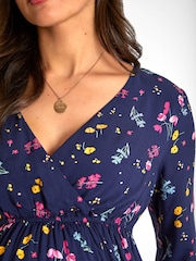 JoJo Maman Bébé Navy Floral Wrap Maternity Dress - Image 6 of 6