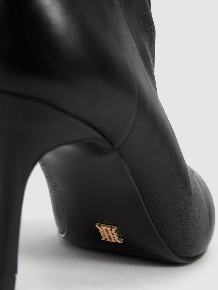 Reiss Black Caley Pointed Kitten Heel Leather Boots - Image 5 of 7