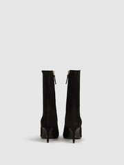 Reiss Black Caley Pointed Kitten Heel Leather Boots - Image 7 of 7