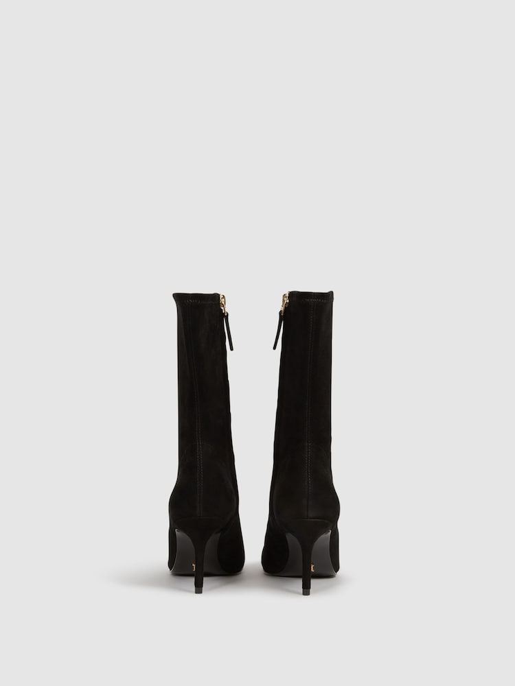 Reiss Black Caley Pointed Kitten Heel Leather Boots - Image 7 of 7