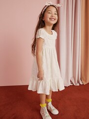 Boden Cream Dip Hem Broderie Dress - Image 1 of 4
