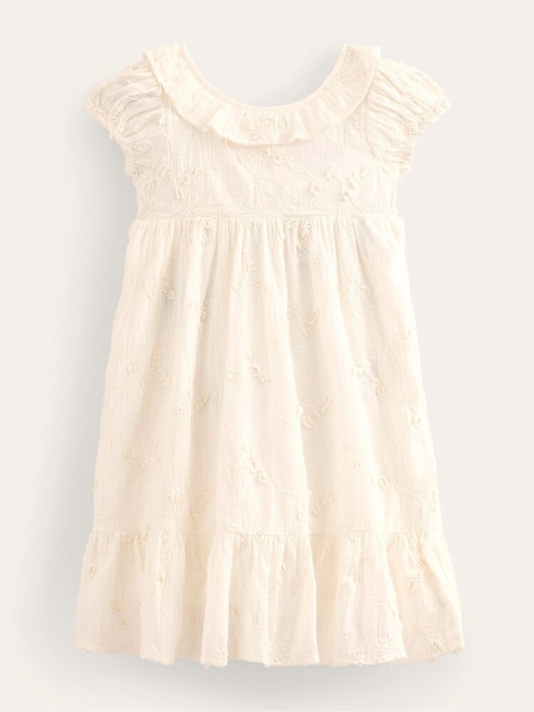 Boden Cream Dip Hem Broderie Dress - Image 2 of 4