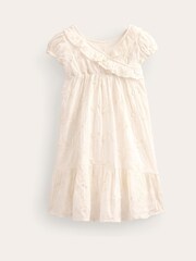Boden Cream Dip Hem Broderie Dress - Image 3 of 4