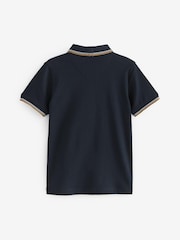 Marineblau/blau - Strukturiertes Polo-Shirt mit RV-Kragen (3–16 Jahre) - Bild 2 von 2
