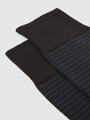 Reiss Black/Navy Mario Stripe Socks - Image 2 of 3