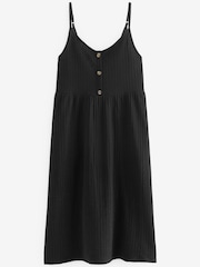 Black Button Down 100% Cotton Cami Summer Dress - Image 5 of 5