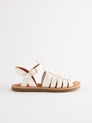 White Leather Woven Sandals - Image 2 of 6