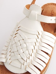 White Leather Woven Sandals - Image 5 of 6