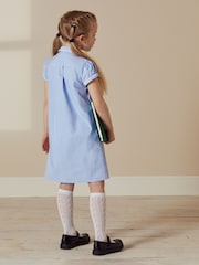 Azul medio - Vestido escolar de cuadros con encaje y parte delantera abotonada de algodón (3 a 14 años) - Imagen 3 de 6