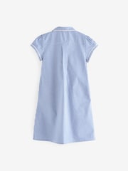 Azul médio - Vestido escolar de guingão de algodão rico em algodão com botões frontais (3-14anos) - Imagem 7 de 7