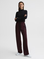 Reiss Burgundy Frazer Wide Leg Side Stripe Trousers - Image 1 of 6