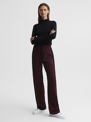 Reiss Burgundy Frazer Wide Leg Side Stripe Trousers - Image 9 of 10