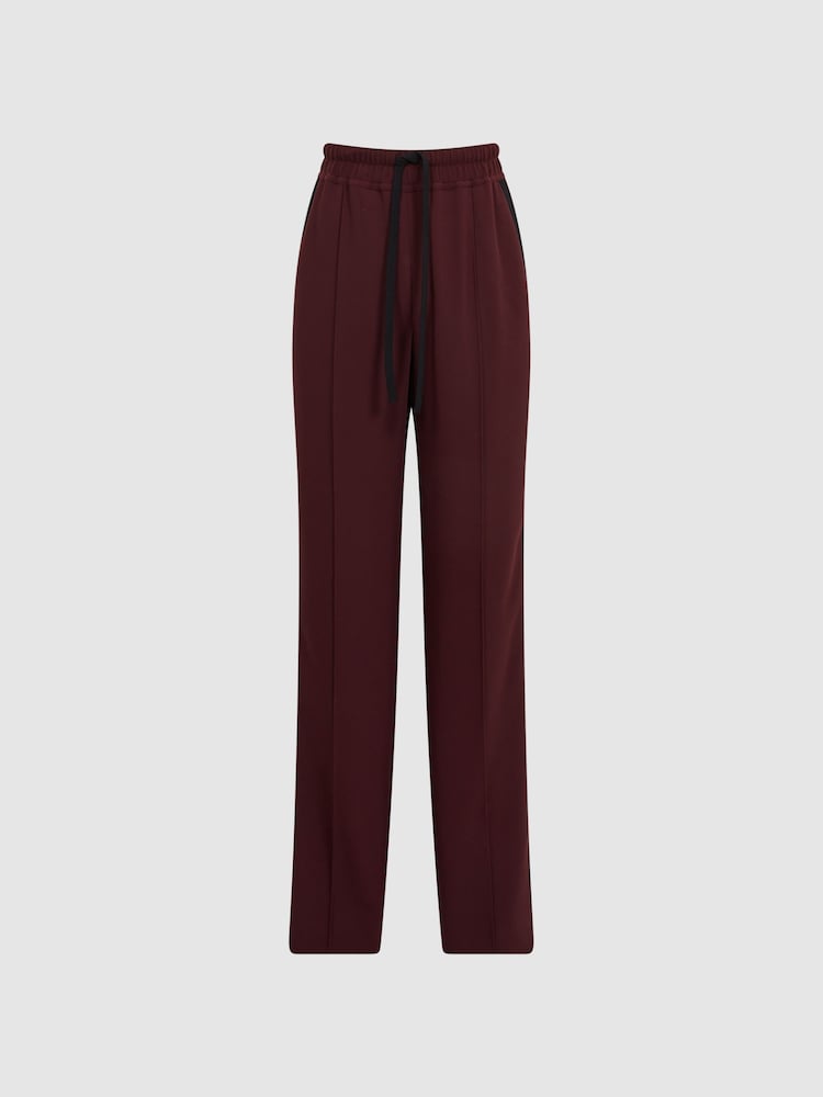 Reiss Burgundy Frazer Wide Leg Side Stripe Trousers - Image 2 of 6