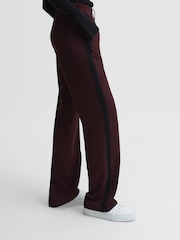 Reiss Burgundy Frazer Wide Leg Side Stripe Trousers - Image 3 of 6