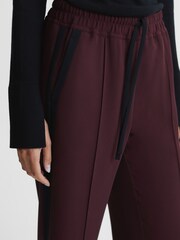 Reiss Burgundy Frazer Wide Leg Side Stripe Trousers - Image 4 of 6