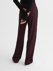 Reiss Burgundy Frazer Wide Leg Side Stripe Trousers - Image 5 of 6
