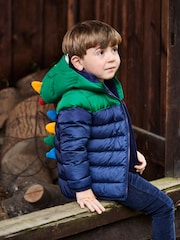 JoJo Maman Bébé Navy Green Dino Puffer Jacket - Image 2 of 7
