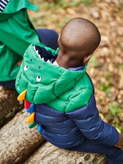 JoJo Maman Bébé Navy Green Dino Puffer Jacket - Image 3 of 7