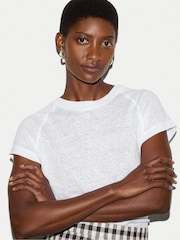 Jigsaw White Linen Raglan Baby T-Shirt - Image 2 of 6