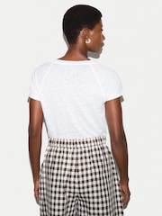 Jigsaw White Linen Raglan Baby T-Shirt - Image 4 of 6