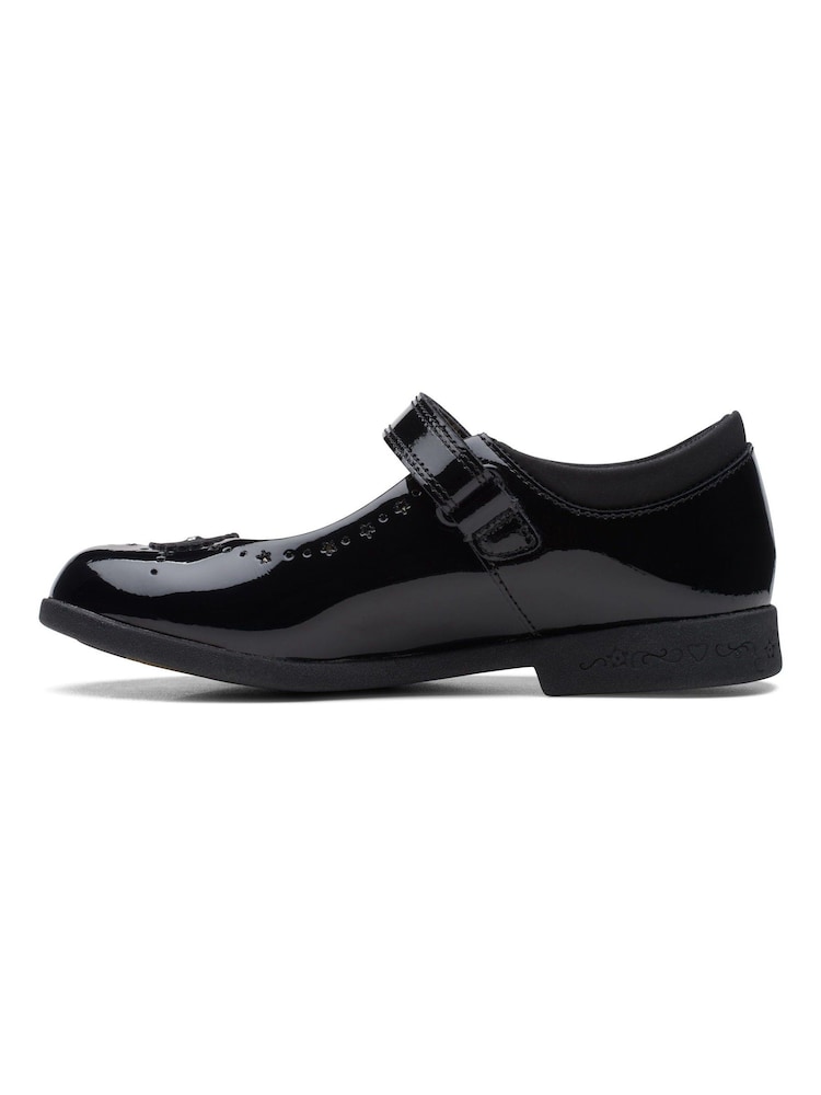 Clarks Black Patent Multi Fit Leather Magic Step Bar Shoes - Image 1 of 7