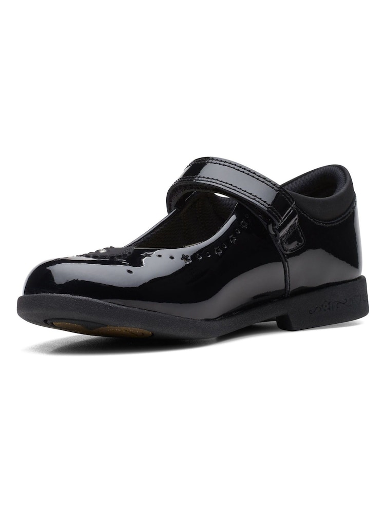 Clarks Black Patent Multi Fit Leather Magic Step Bar Shoes - Image 2 of 7