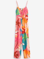 Pink Palm Strappy Jumpsuit - Image 5 of 5