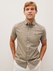 Stone Natural Regular Fit Short Sleeve Oxford Shirt - Image 1 of 6
