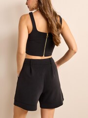Czarny - Party Wear Going Out Jersey High Waist Tailored Shorts - Image 4 of 6