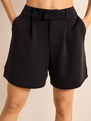 Czarny - Party Wear Going Out Jersey High Waist Tailored Shorts - Image 5 of 6