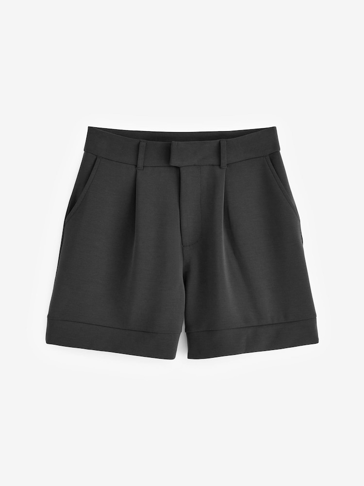 Czarny - Party Wear Going Out Jersey High Waist Tailored Shorts - Image 6 of 6
