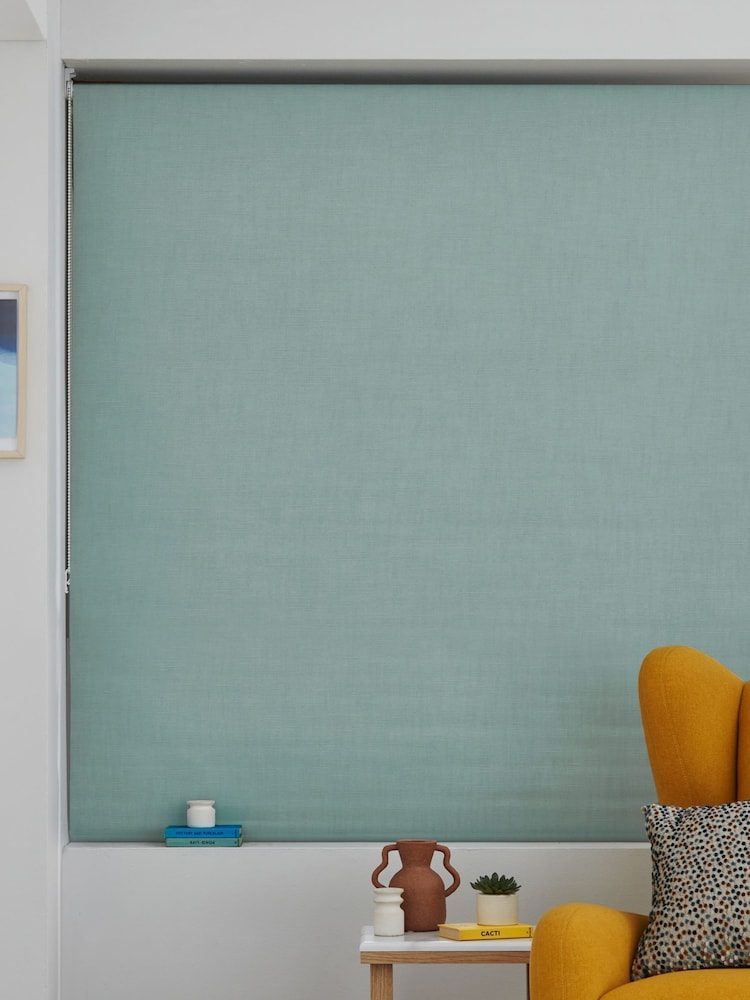 Sage Green Ready Made Textured Roller Blackout Blind - Image 2 of 5