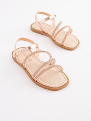 Roségold, Glitzer - Juwelenbesetzte Sandalen - Bild 1 von 5