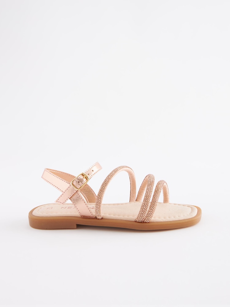 Roségold, Glitzer - Juwelenbesetzte Sandalen - Bild 2 von 5