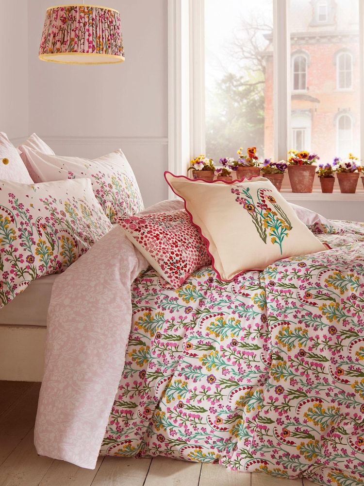 Cath Kidston Cream Paper Pansy 100% Cotton Duvet Cover And Pillowcase Set - Image 1 of 4