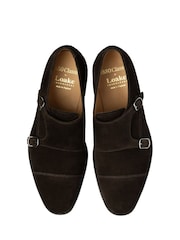 Loake Dark Chocolate Suede Monk Brown Shoes - Image 2 of 2